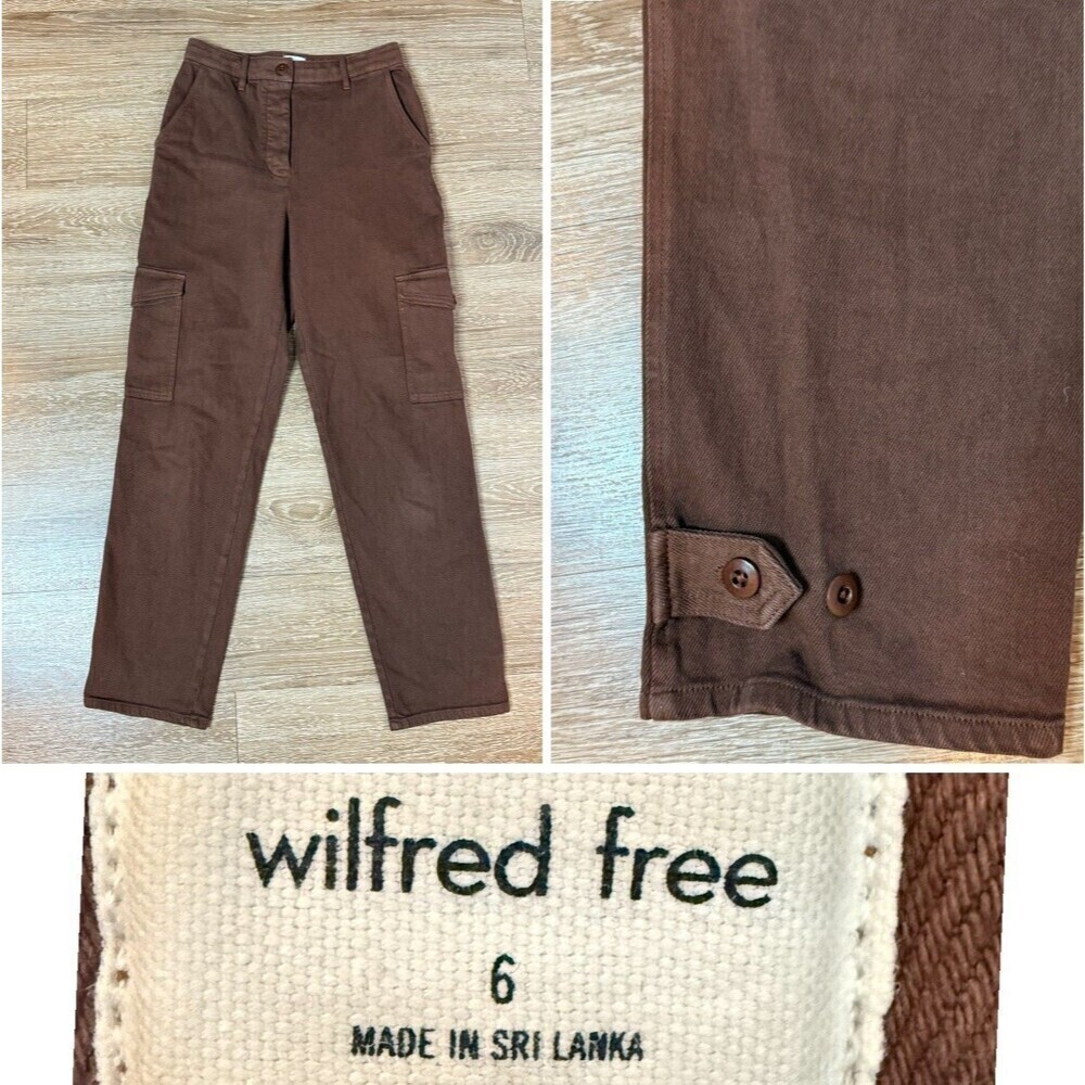 Wilfred Free cargo Utility Pant Mid-Rise Garment  Brown Size 6 Straight Leg